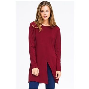 NWT Slit Front Red Tunic Top